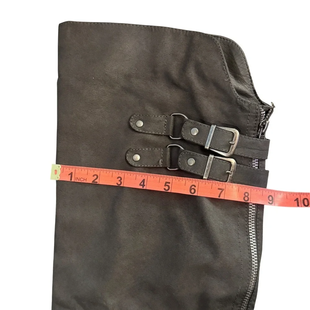JustFab‎ Carmona Over The Knee Boots Faux Suede Grey Moto Buckle Women 10 Riding